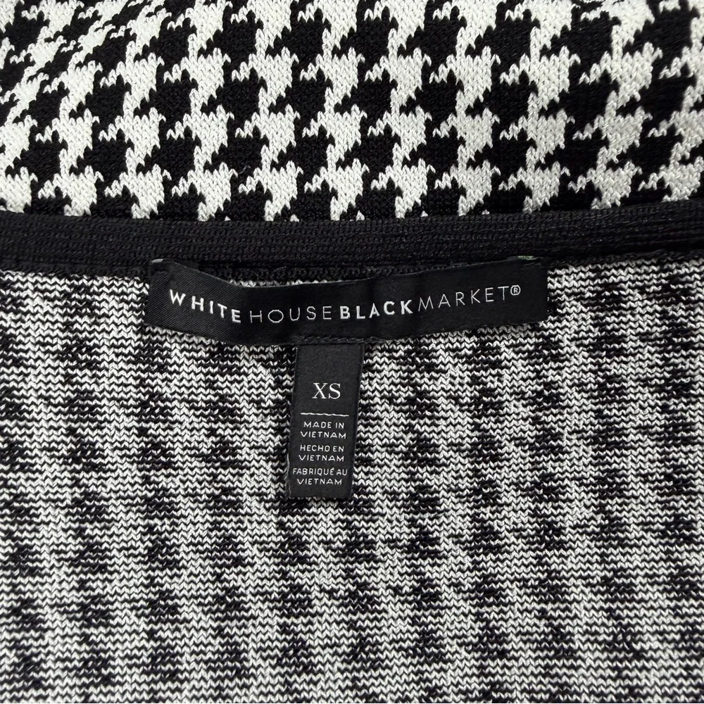 White House Black Market WHBM‎ Monochrome Houndstooth Scoop Neck Sweater XS